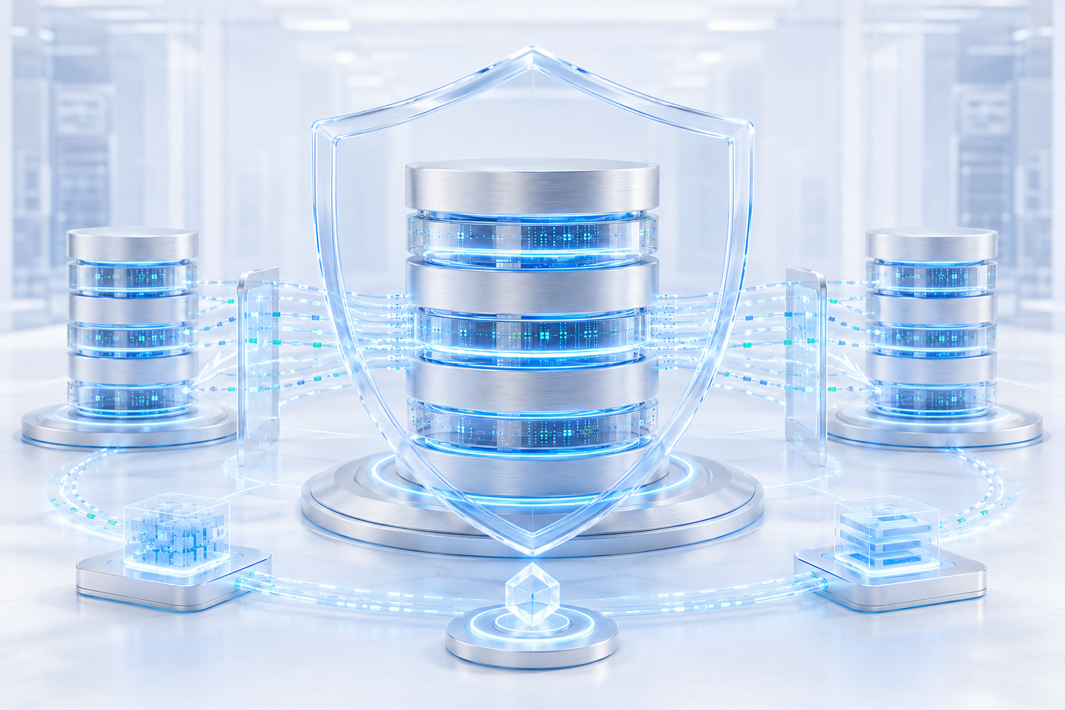 Database shield representing SQL Server 2025 Standard encryption and resilience