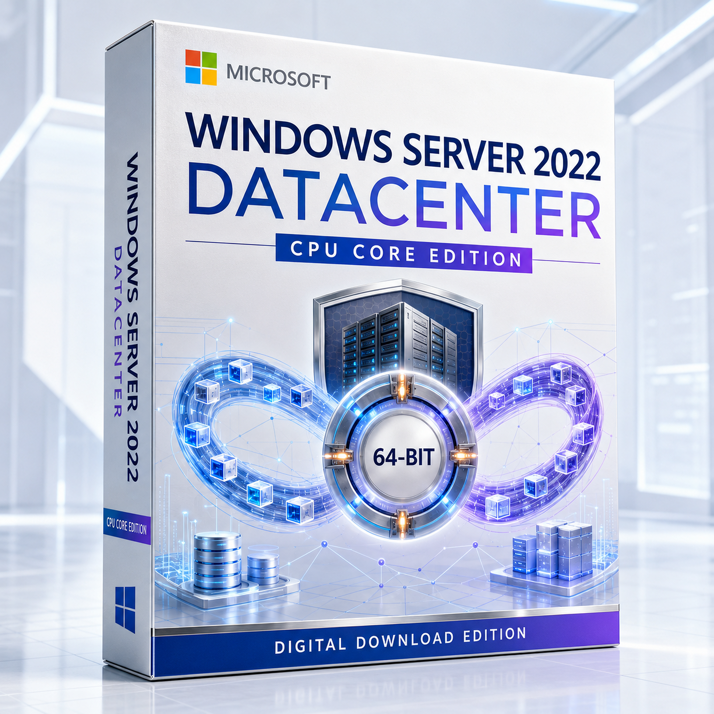 Windows Server 2022 Datacenter CPU Core Edition Microsoft Windows Server 2022 Datacenter CPU Core Edition digital download product box