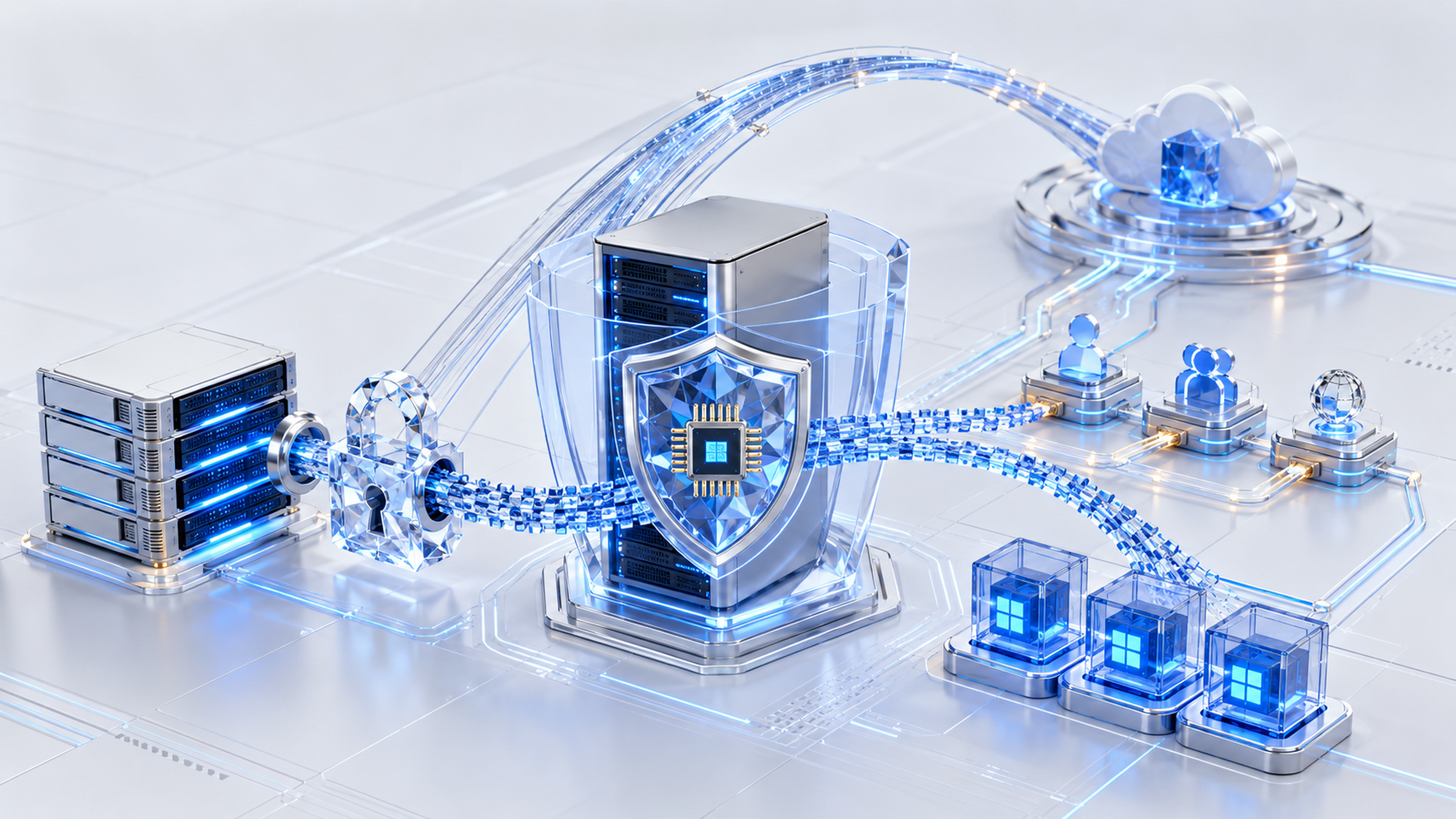 Windows Server 2022 Standard secure hybrid platform Windows Server 2022 secured server connecting encrypted storage identity services containers and hybrid cloud