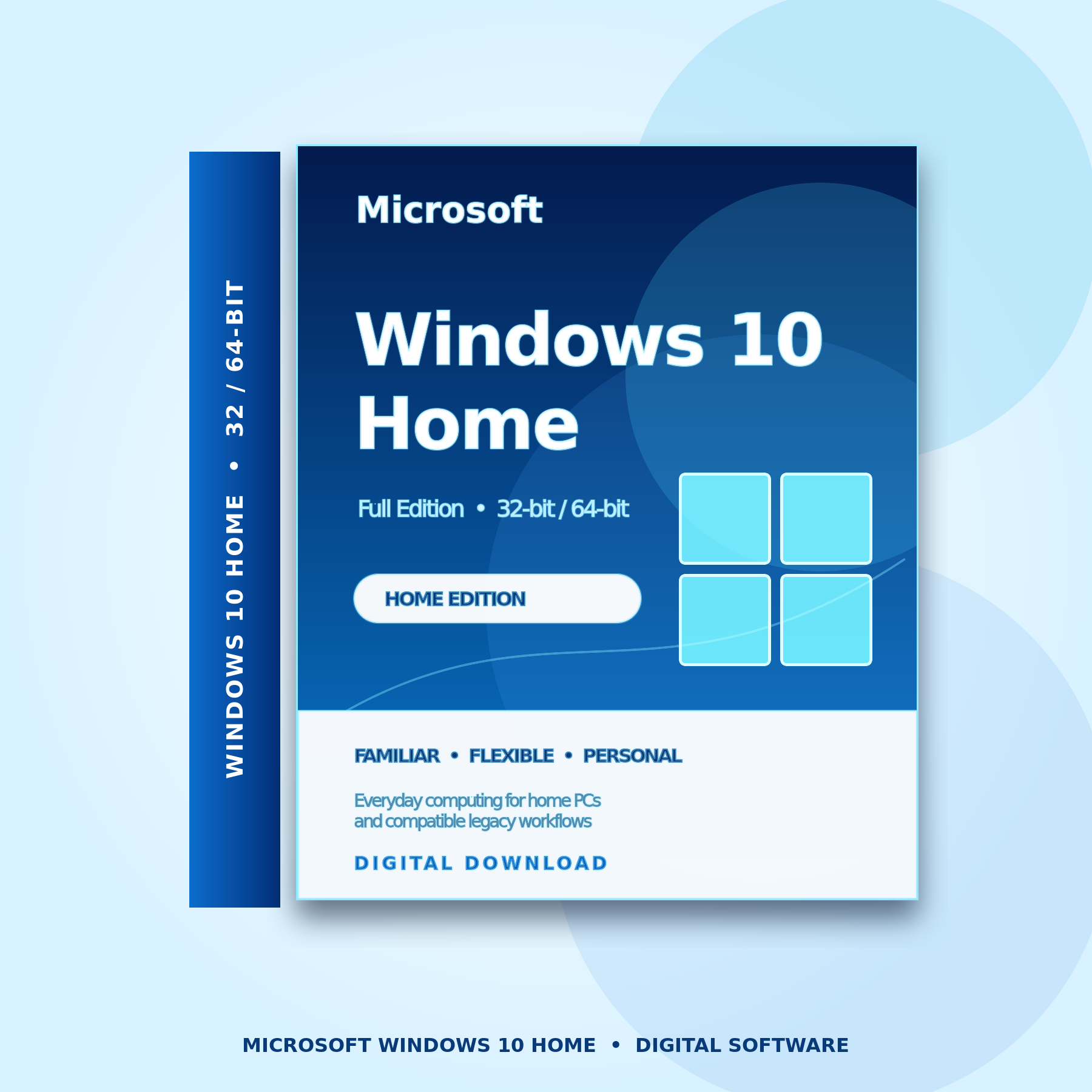 Microsoft Windows 10 Home full edition digital software for 32-bit and 64-bit PCs