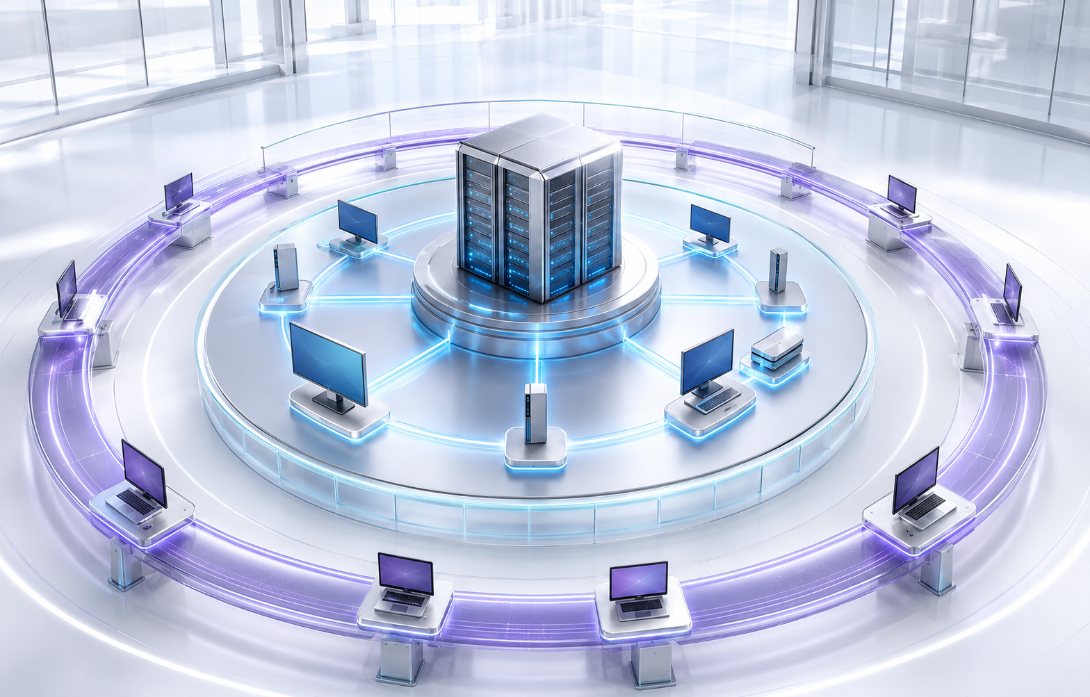 Layered Windows Server licensing architecture with server, base access and remote-session paths